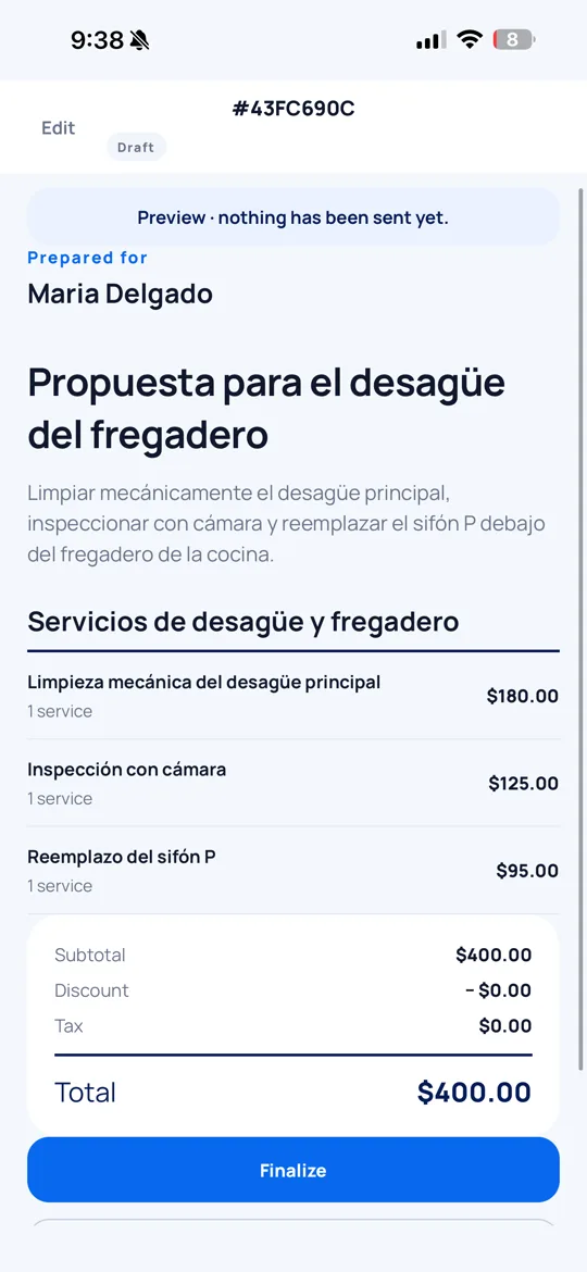 The same proposal written in Spanish